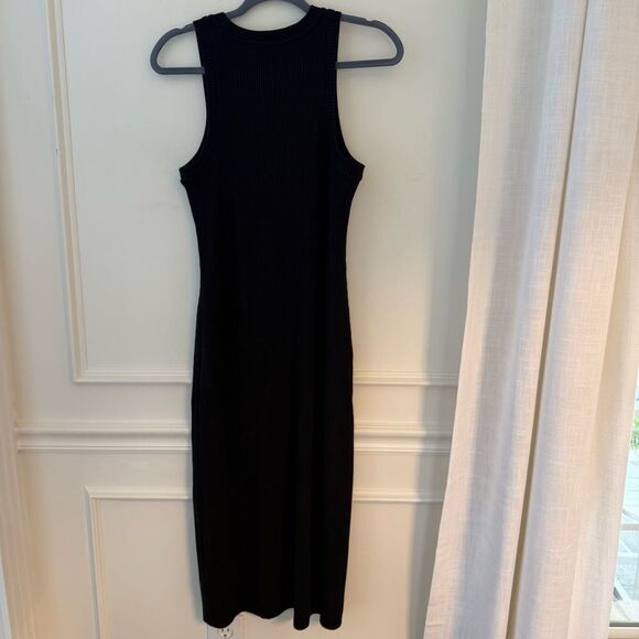 VINCE Ribbed Knit Midi Sleeveless Dress in Black Medium NWT - Picture 8 of 10